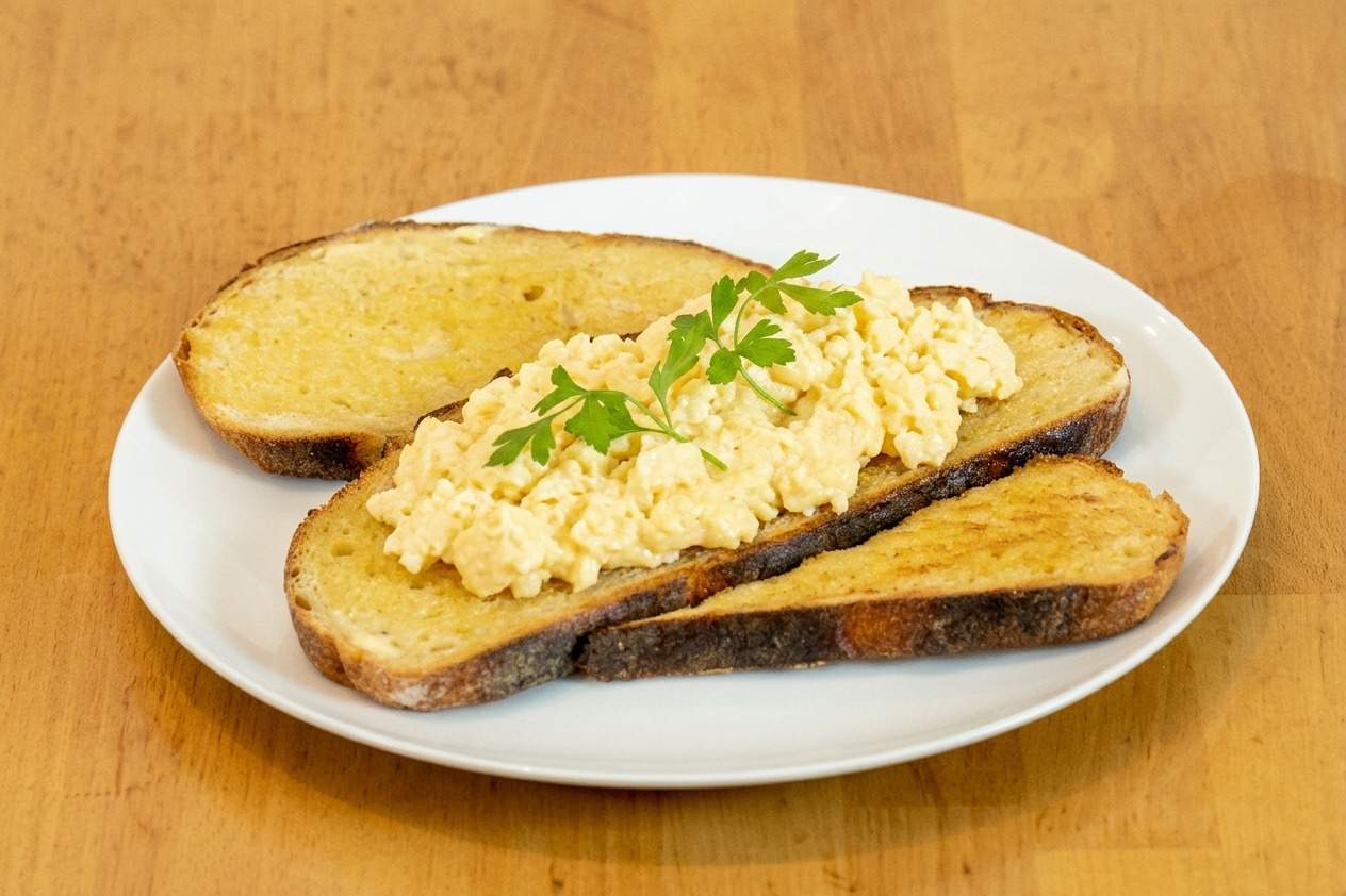 Scrambled Eggs on Sourdough Toast